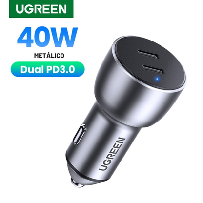 UGREEN Cargador de automóvil USB-C + USB-C PD 40 W