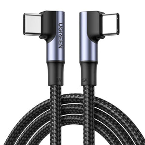 UGREEN Cable USB-C 2.0 a USB-C 2.0 en ángulo 5A trenzado 1m