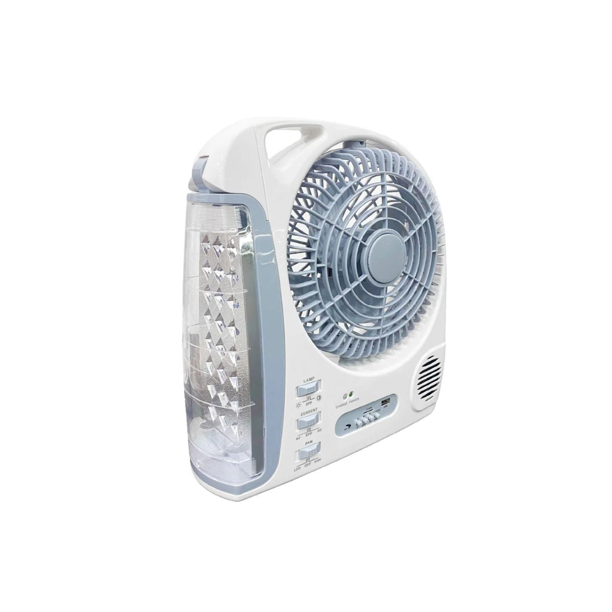 Ventilador Portátil con Luz de Emergencia y Radio Bluetooth