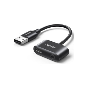 UGREEN Adaptador de audio USB A a USB-C + AUX 3,5 mm